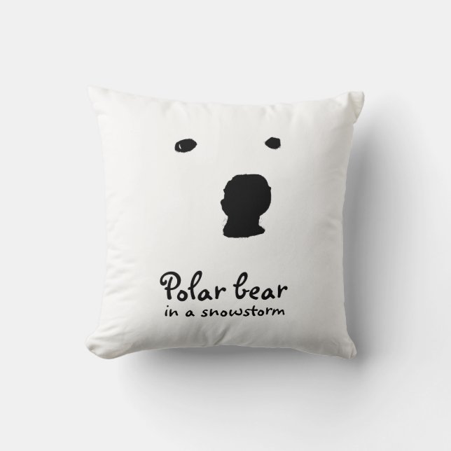 Polar Bear in a snowstorm  t-shirt Cushion (Front)