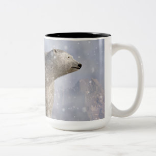 Polar Bear in a Snowstorm Two-Tone Coffee Mug