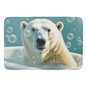 Polar Bear In Bubble Bath Bath Mat