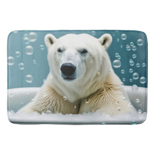 Polar Bear In Bubble Bath Mat