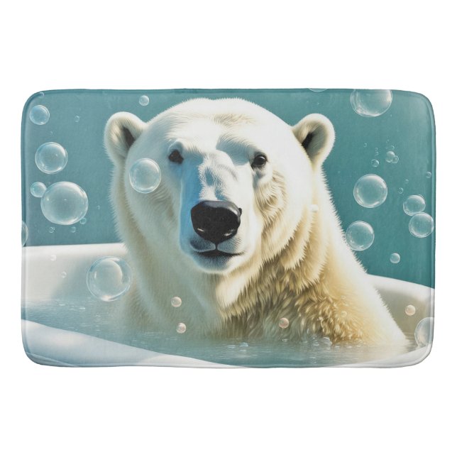 Polar Bear In Bubble Bath Mat (Front)