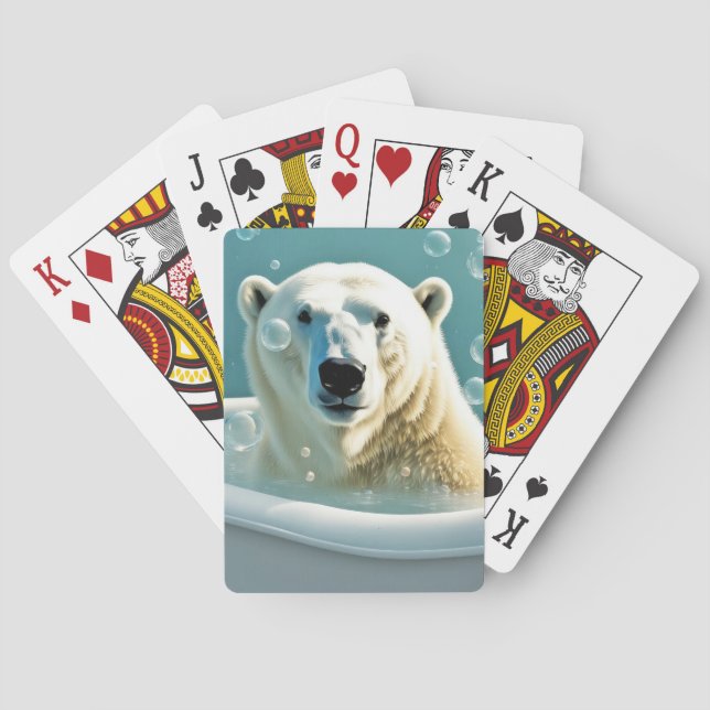 Polar Bear In Bubble Bath Playing Cards (Back)