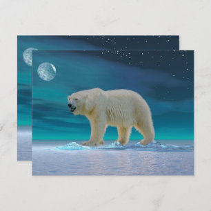 Polar Bear in Moonlight Flat Greeting Card