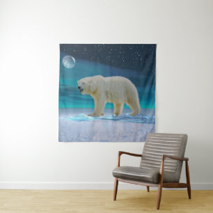 Polar Bear in Moonlight Tapestry