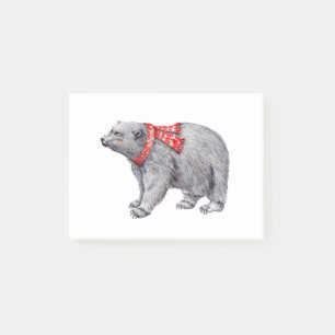 Polar Bear in Red Scarf Post-it Notes