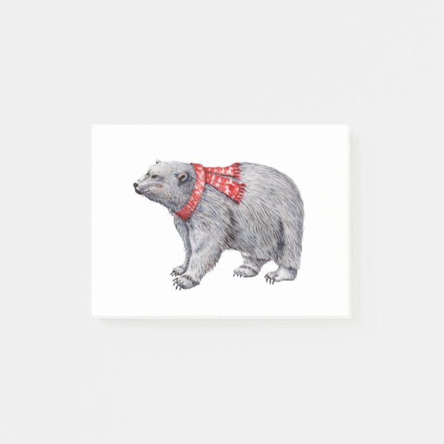 Polar Bear in Red Scarf Post-it Notes (Front)