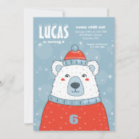 Polar Bear in Red Sweater Invitation