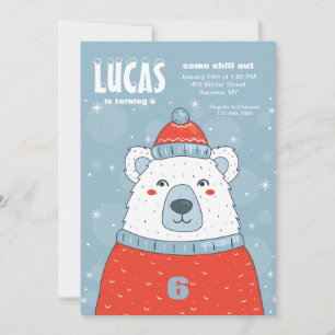 Polar Bear in Red Sweater Invitation