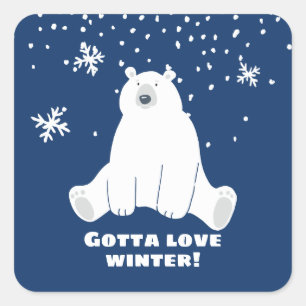 Polar Bear in Snowy Winter Square Sticker