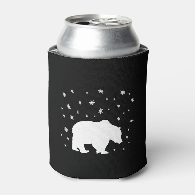 Polar Bear In The Snow Can Cooler (Can Front)