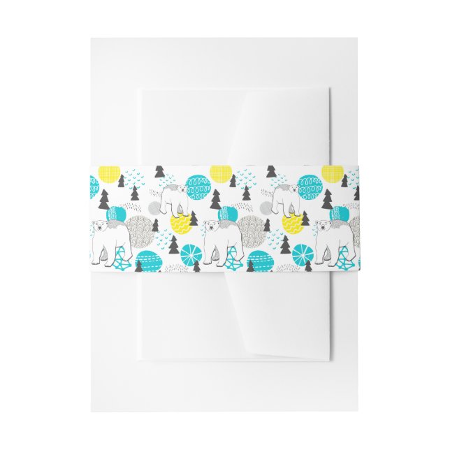 Polar bear invitation belly band (Front Example)