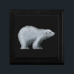 Polar Bear Jewellery Box<br><div class="desc">This Polar Bear Jewellery Box features a coloured pencil drawing print of a polar bear on black.</div>