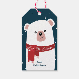 Polar Bear l Let It Snow Navy Christmas New Year's Gift Tags