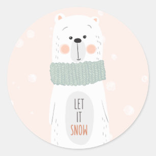 Polar bear - Let it snow - Cute Christmas Sticker