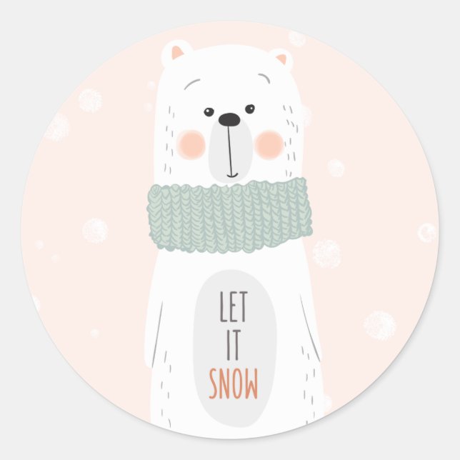 Polar bear - Let it snow - Cute Christmas Sticker (Front)