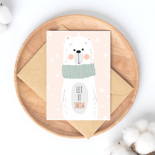 Polar bear - Let it snow - Fun Christmas Postcard