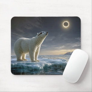 Polar Bear Looking at Solar Eclipse Mouse Mat