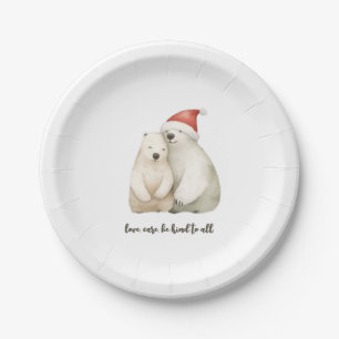 Polar Bear Love Christmas Paper Plate