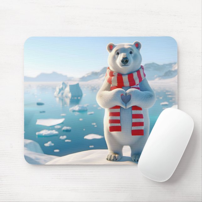 Polar Bear Love Mouse Mat (With Mouse)
