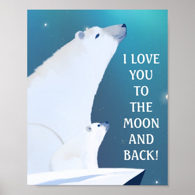  Polar Bear Love Northern Light Winter Poster (Front)