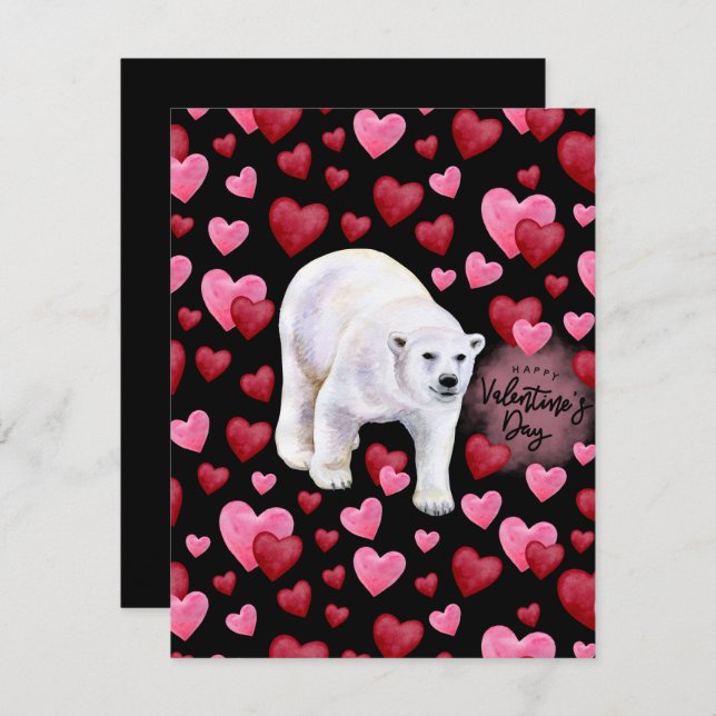 Polar Bear Love Valentine’s Day Card in Black (Front/Back)