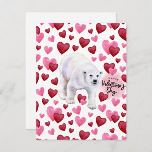 Polar Bear Love Valentine’s Day Card in White