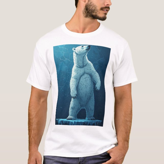 Polar Bear Made Of Ice Shards Standing Tall Arctic T-Shirt (Front)