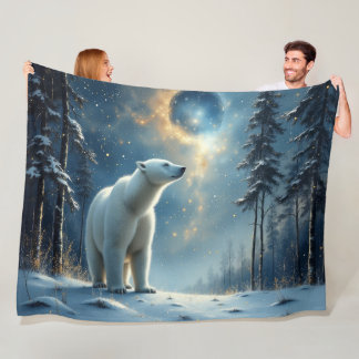 Polar bear magic in the snow fleece blanket