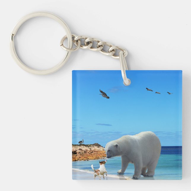 Polar Bear Meets Fox Terrier, Key Ring (Front)