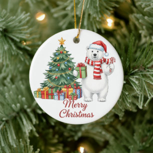 Polar Bear Merry Christmas Ornament - Personalized