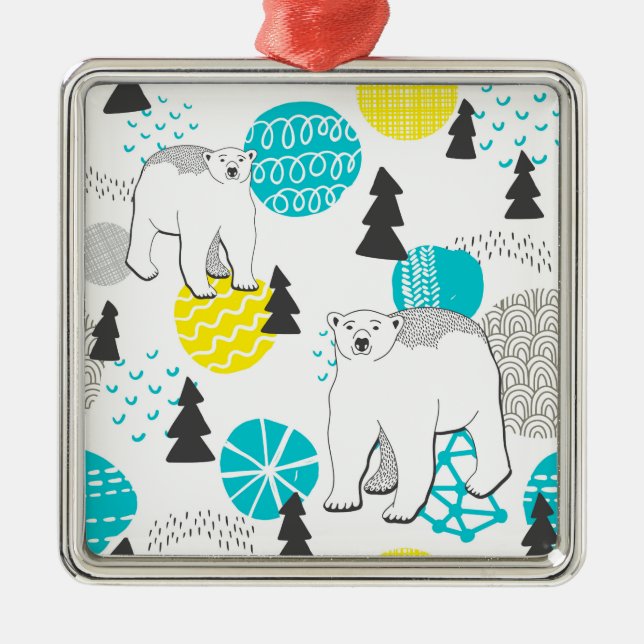Polar bear metal tree decoration (Front)