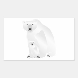 Polar Bear Mom and Cub Rectangular Sticker