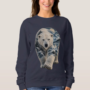 Polar Bear Moonlit Mountain Winter Wilderness Sweatshirt