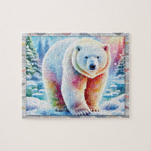 Polar Bear Mosaic, Wild Animals, Tiles, Gift,  Jigsaw Puzzle