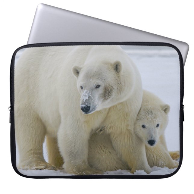 POLAR BEAR MOTHER AND CUB NORTHERN ALASKA LAPTOP SLEEVE (Front)