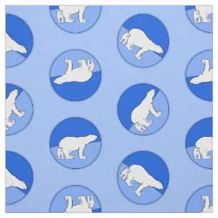 Polar Bear Mother and Cub Painting Wildlife Art Fabric