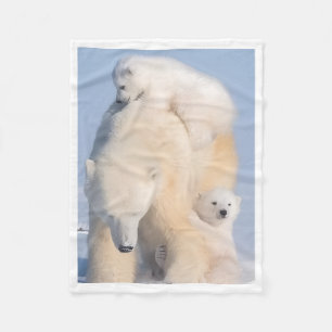 Polar Bear Mother and Cubs Blanket