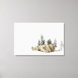 Polar Bear Mother And Her Cubs in Wapusk Park Canvas Print