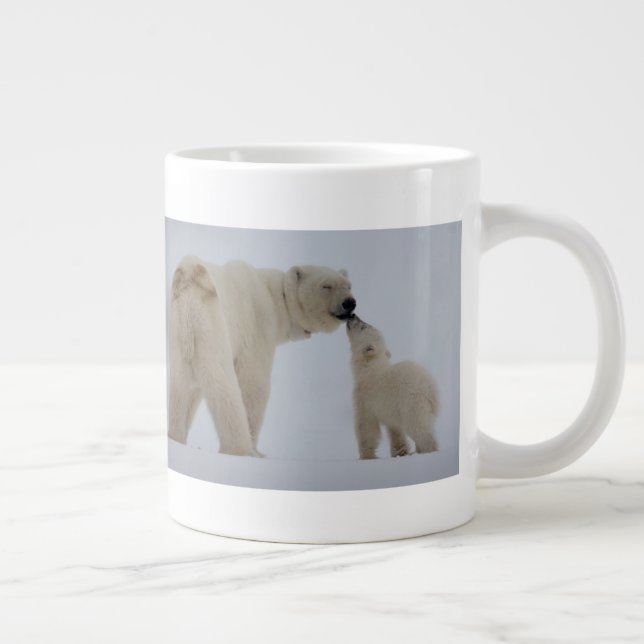 Polar Bear Mother with Cub Large Coffee Mug (Right)