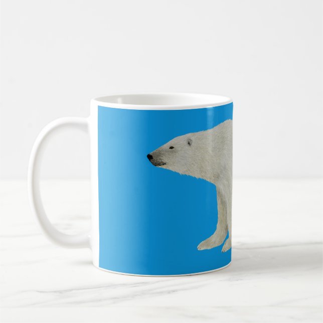 Polar Bear mug on Blue (Left)