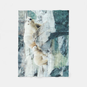 Polar Bear Mum and Cub Fleece Blanket