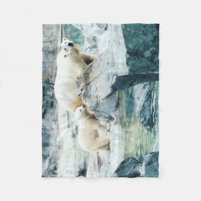 Polar Bear Mum and Cub Fleece Blanket (Front)