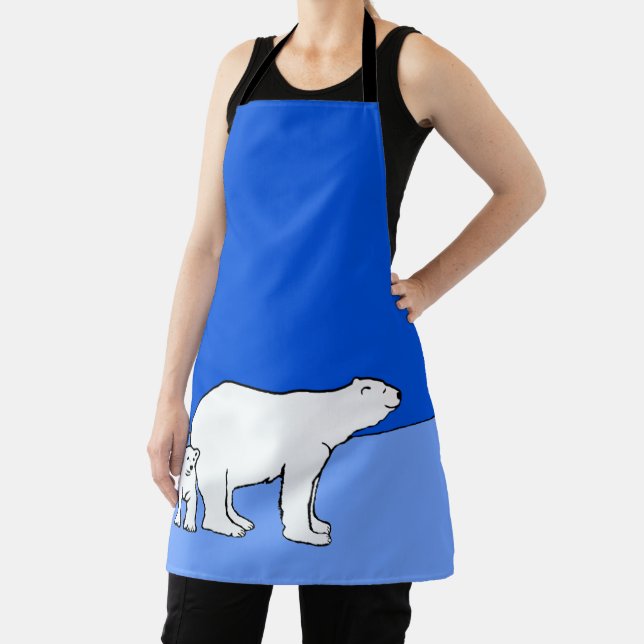 Polar Bear Mum and Cub Painting - Wildlife Art Apron (Insitu)