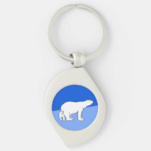 Polar Bear Mum and Cub Painting - Wildlife Art Key Ring
