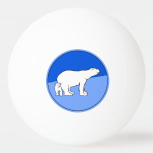Polar Bear Mum and Cub Painting - Wildlife Art Ping Pong Ball