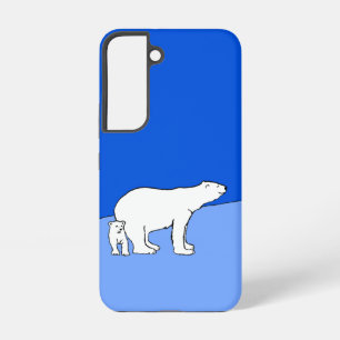 Polar Bear Mum and Cub Painting - Wildlife Art Samsung Galaxy Case