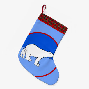 Polar Bear Mum and Cub Painting - Wildlife Art Small Christmas Stocking