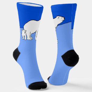 Polar Bear Mum and Cub Painting - Wildlife Art Socks