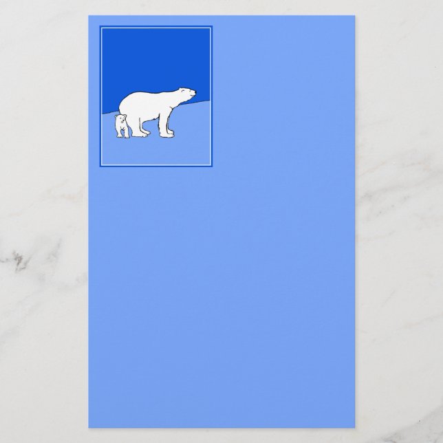 Polar Bear Mum and Cub Painting - Wildlife Art Stationery (Front)