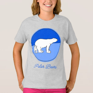 Polar Bear Mum and Cub Painting - Wildlife Art T-S T-Shirt
